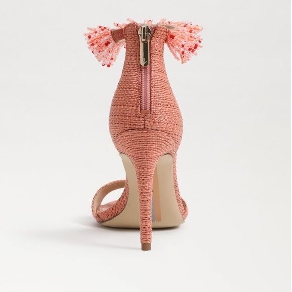 Sam Edelman Coral Woven Raffia Embellished Heels Sandals Women Size 8 - Picture 5 of 7